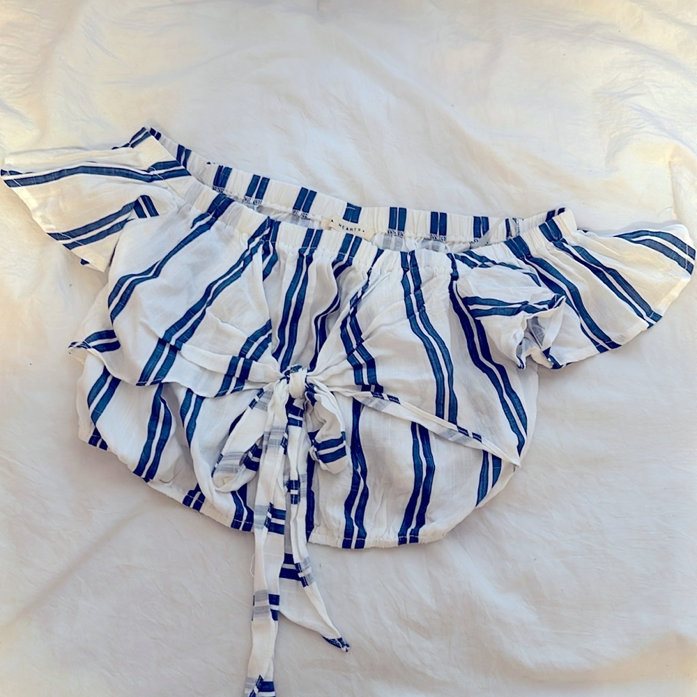 New Striped off the shoulder crop top